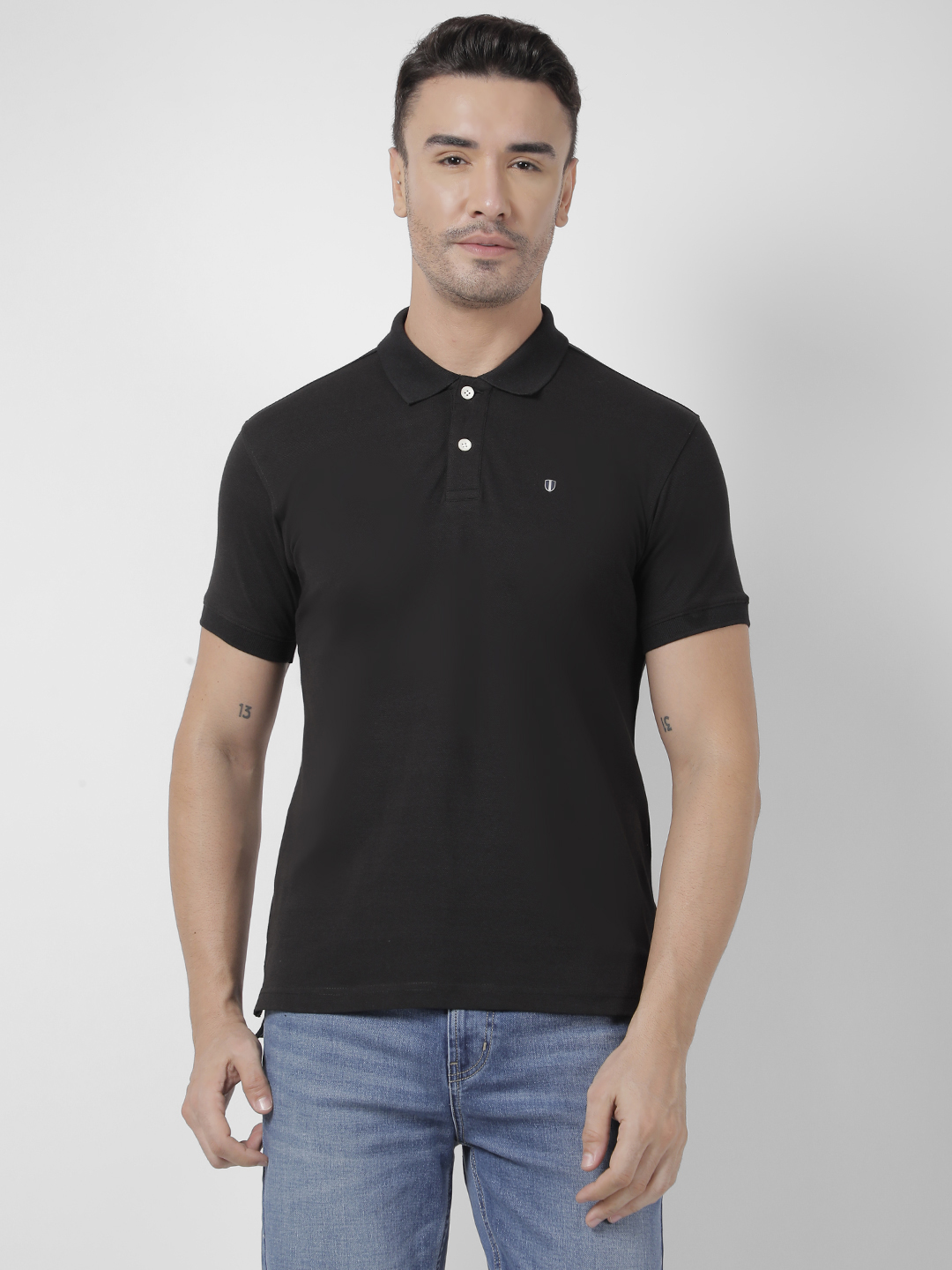 Numero Uno Men Embroidered Black T-Shirt